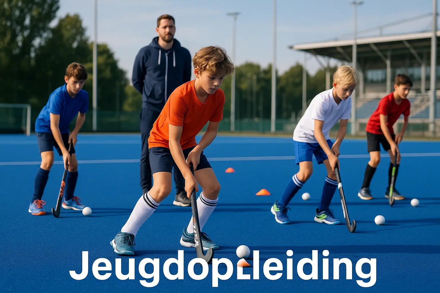 Jonge hockeytalenten tijdens training op een Nederlandse jeugdopleiding
