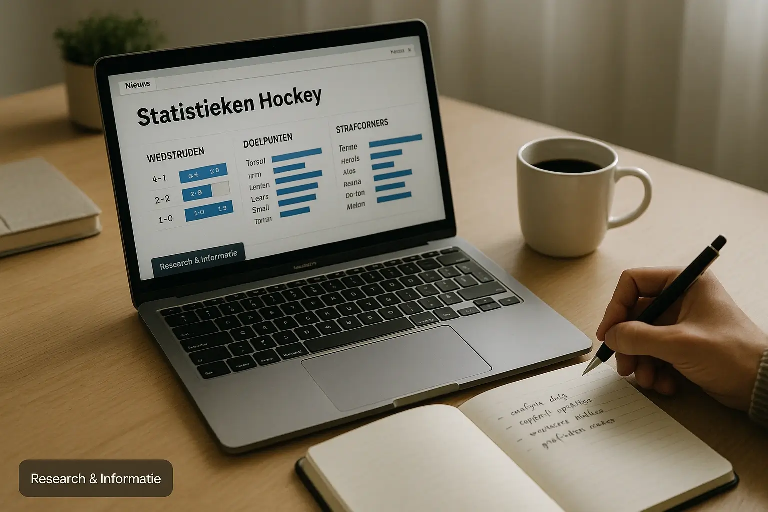Hockey onderzoek met statistieken websites en informatiebronnen op scherm