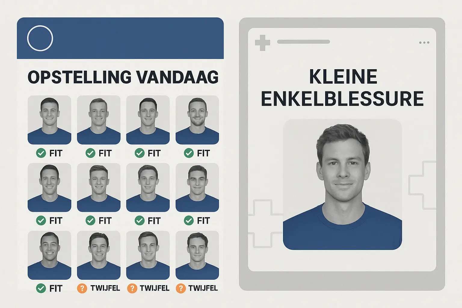 Hockey team selectie en blessure informatie op clubwebsite en sociale media