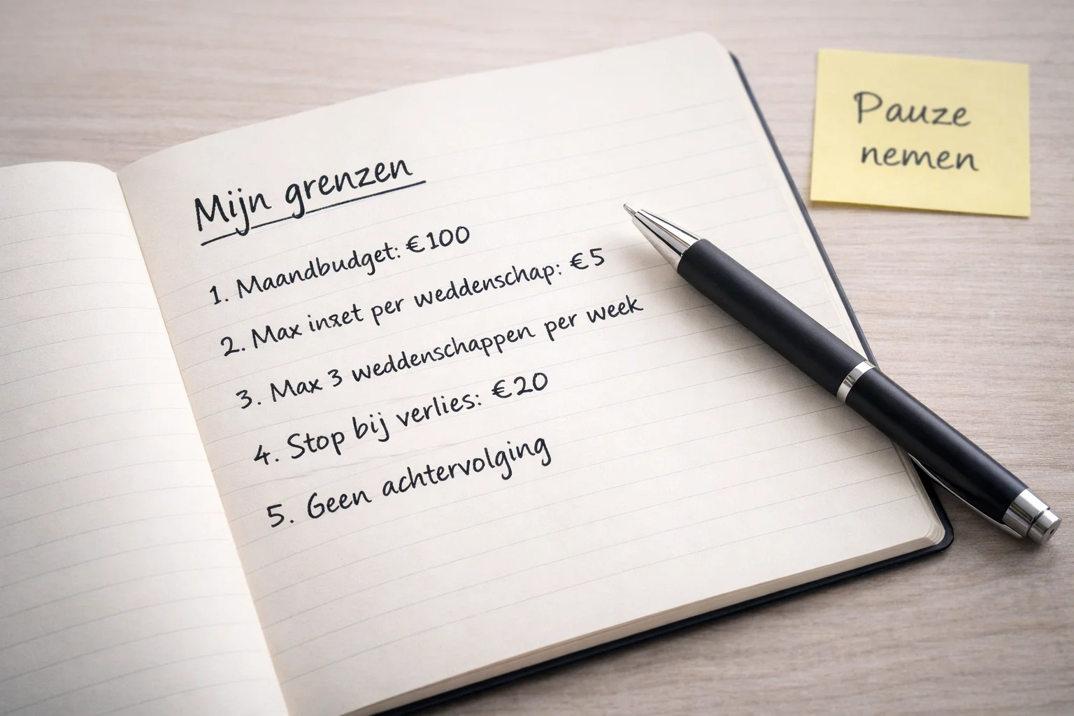 Notitieboek met persoonlijke weddinglimieten en budget